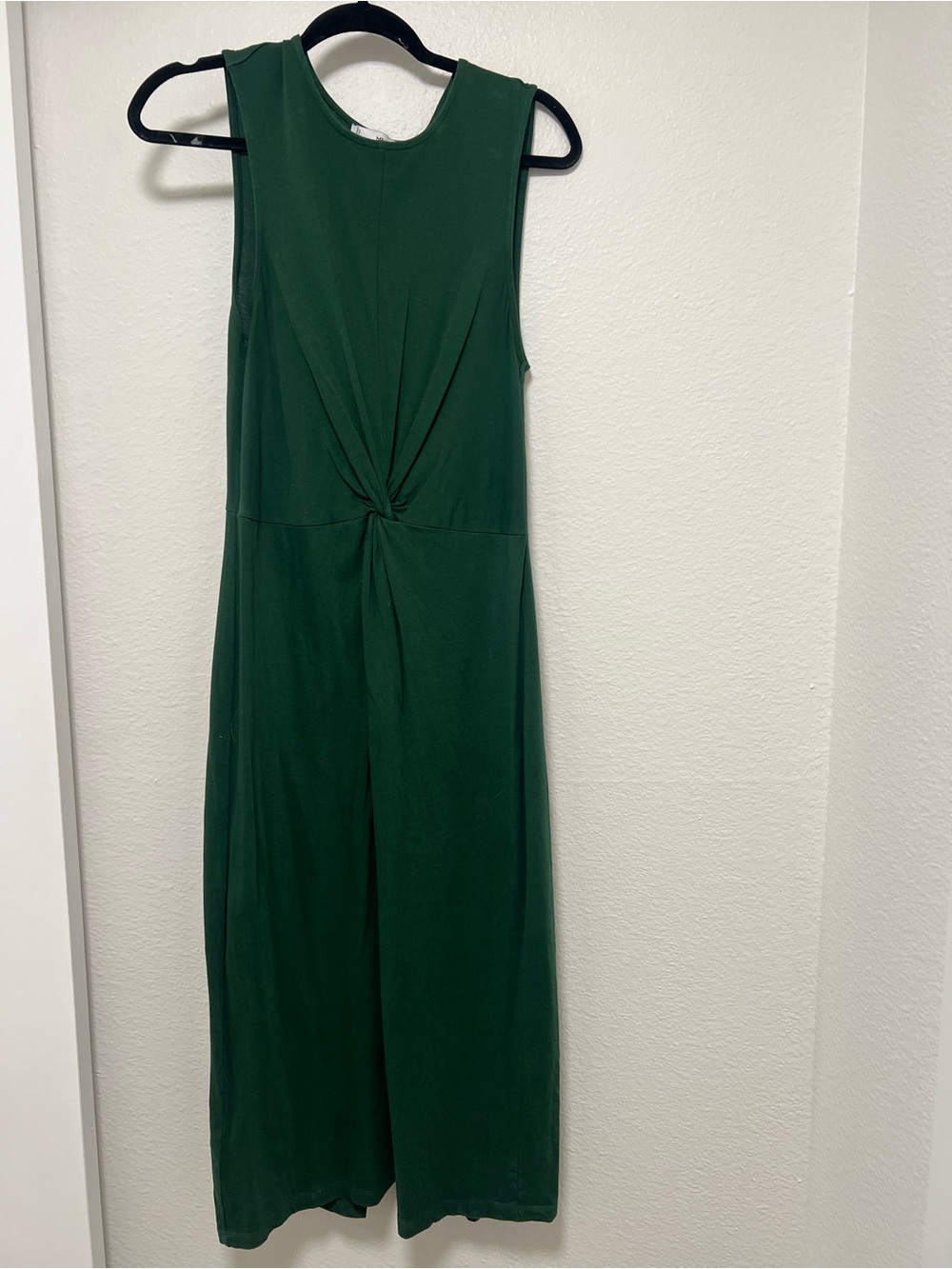 Mango Emerald Sleeveless Knot-Detail Midi Dress